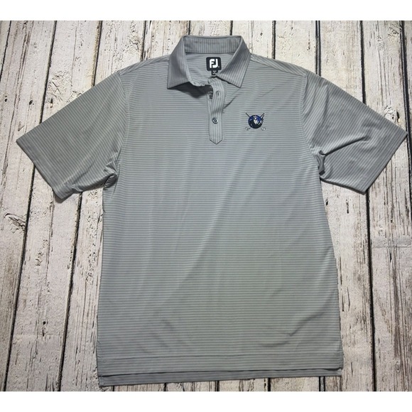FootJoy Polo Shirt Men's Size M Gray Striped Short Sloove Chest Logo Stretch - Picture 3 of 11